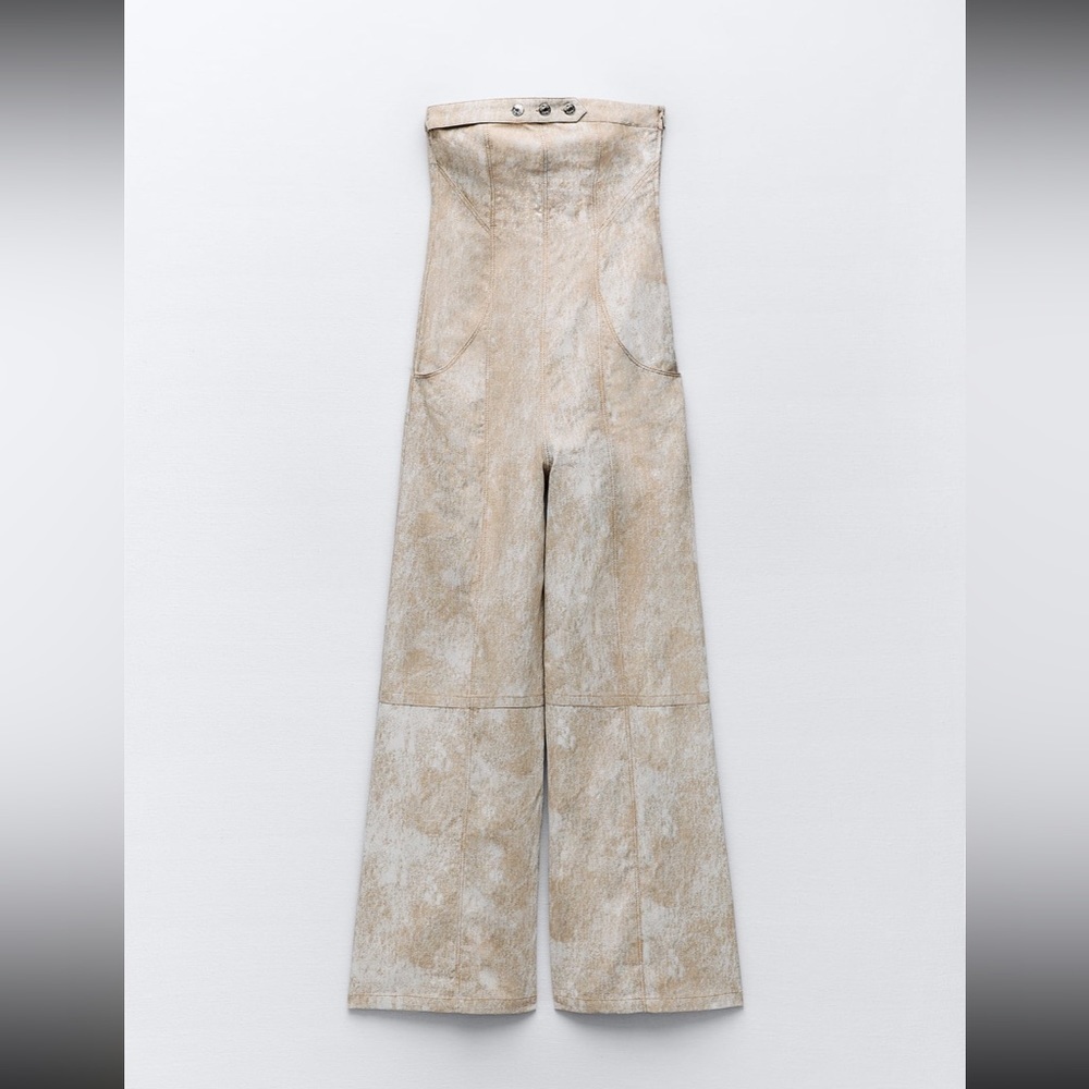 ZARA Printed linen blend jumpsuit 8217/072 - Picture 10 of 14